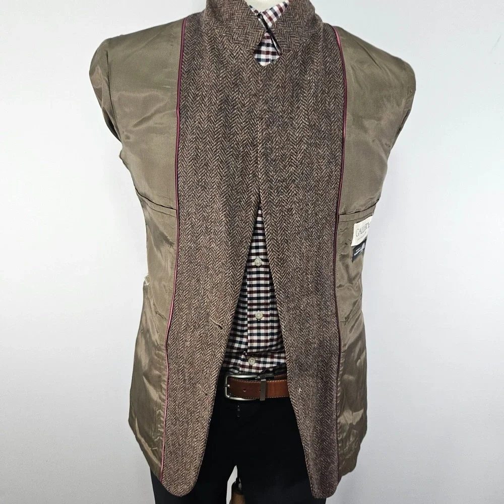 VTG Haggar Men's Tweed Sport Coat Blazer Two Button Brown Herringbone 40R‎